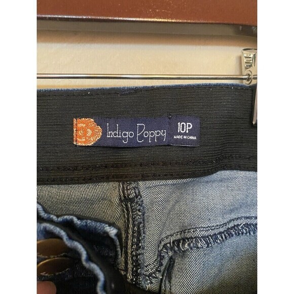 Indigo Poppy Denim Pants Womens 10P Blue Straight Leg Jeans Boho Hippie Western - Picture 3 of 4